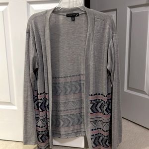 Living Doll Grey Aztec Geometric Print Cardigan